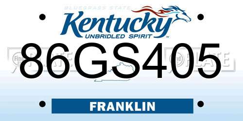 86GS405 Kentucky License Plate