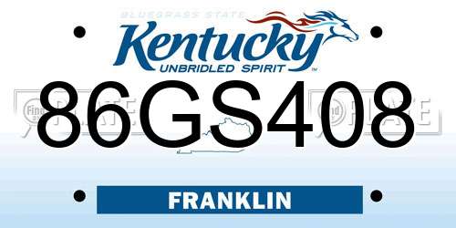 86GS408 Kentucky License Plate