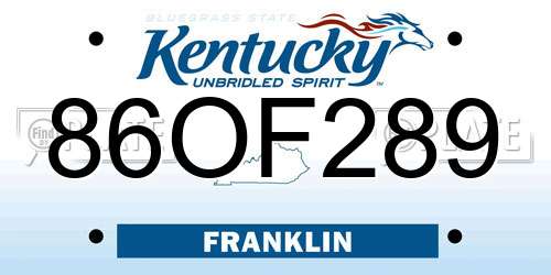 86OF289 Kentucky License Plate