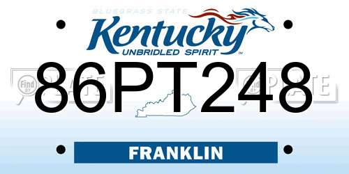 86PT248 Kentucky License Plate