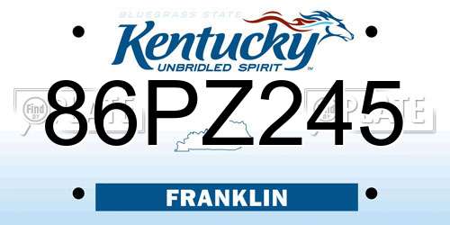 86PZ245 Kentucky License Plate