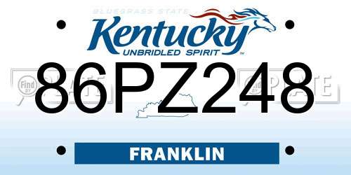 86PZ248 Kentucky License Plate