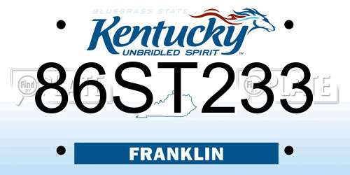 86ST233 Kentucky License Plate