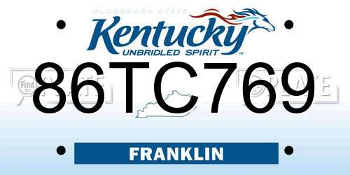 86TC769 Kentucky License Plate