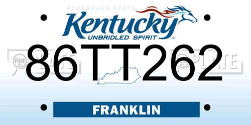 86TT262 Kentucky License Plate