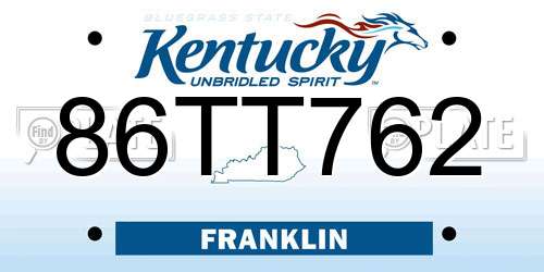 86TT762 Kentucky License Plate