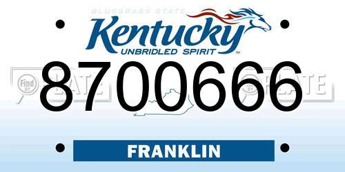8700666 Kentucky License Plate