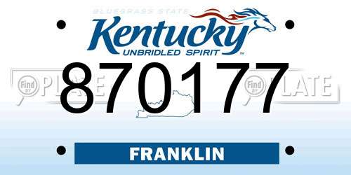 870177 Kentucky License Plate
