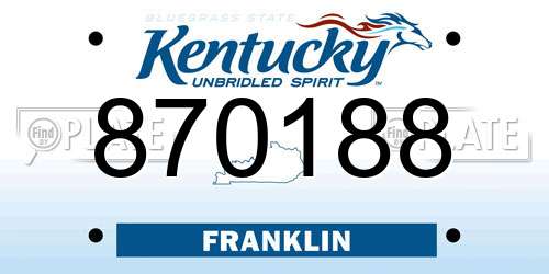 870188 Kentucky License Plate