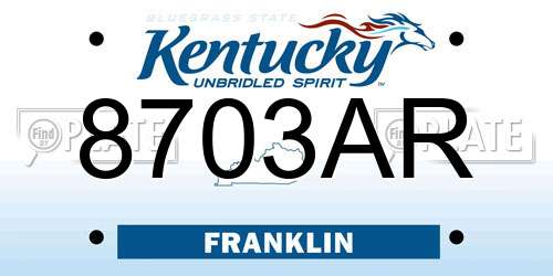 8703AR Kentucky License Plate