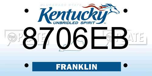 8706EB Kentucky License Plate