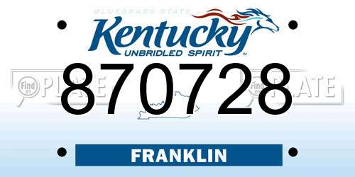 870728 Kentucky License Plate