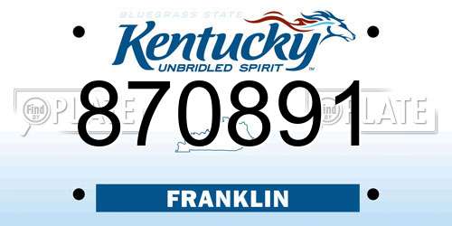 870891 Kentucky License Plate