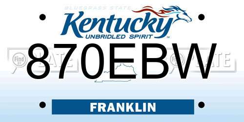 870EBW Kentucky License Plate