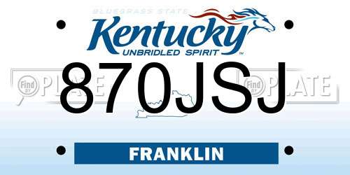 870JSJ Kentucky License Plate