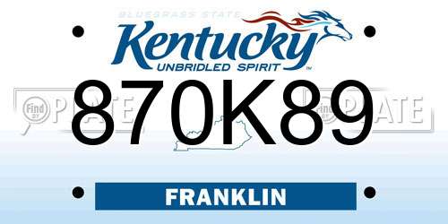 870K89 Kentucky License Plate