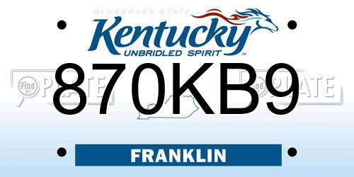 870KB9 Kentucky License Plate