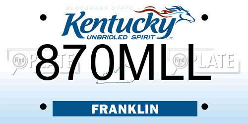 870MLL Kentucky License Plate