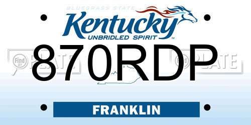 870RDP Kentucky License Plate