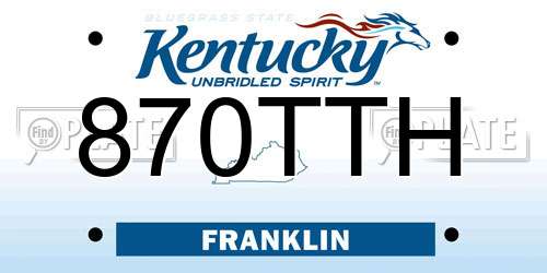 870TTH Kentucky License Plate