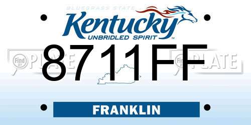 8711FF Kentucky License Plate
