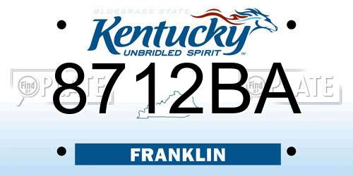 8712BA Kentucky License Plate