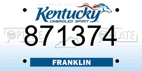 871374 Kentucky License Plate