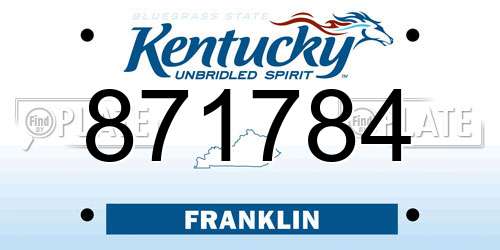 871784 Kentucky License Plate