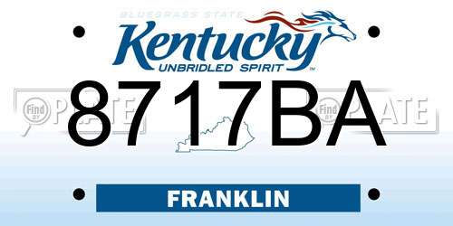 8717BA Kentucky License Plate