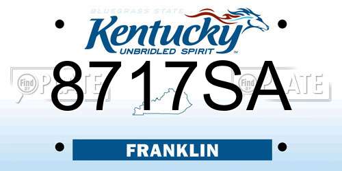 8717SA Kentucky License Plate