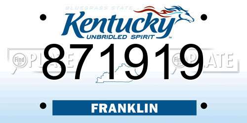 871919 Kentucky License Plate
