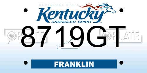 8719GT Kentucky License Plate