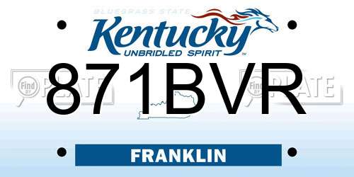 871BVR Kentucky License Plate