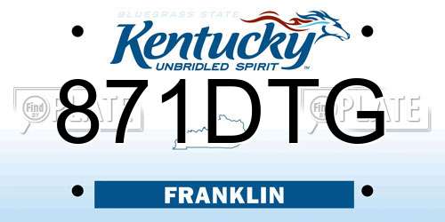 871DTG Kentucky License Plate