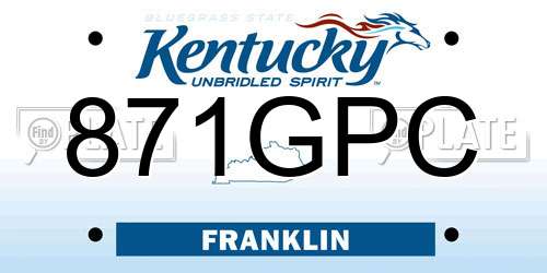 871GPC Kentucky License Plate