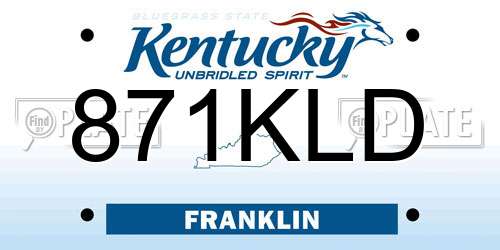 871KLD Kentucky License Plate