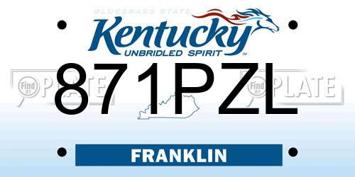 871PZL Kentucky License Plate