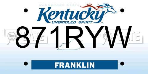 871RYW Kentucky License Plate