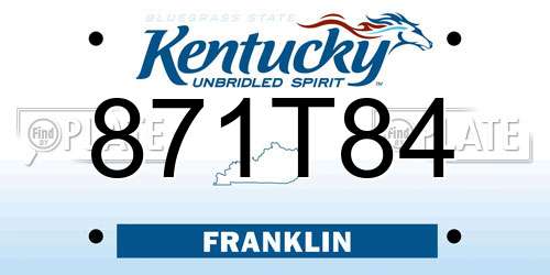 871T84 Kentucky License Plate