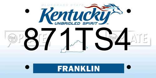 871TS4 Kentucky License Plate