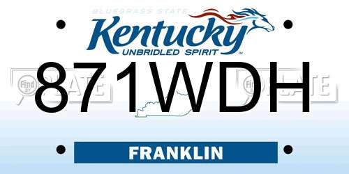 871WDH Kentucky License Plate