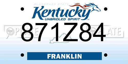 871Z84 Kentucky License Plate