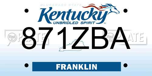 871ZBA Kentucky License Plate