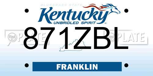 871ZBL Kentucky License Plate