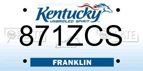 871ZCS Kentucky License Plate