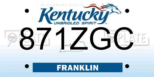 871ZGC Kentucky License Plate