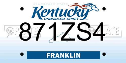 871ZS4 Kentucky License Plate