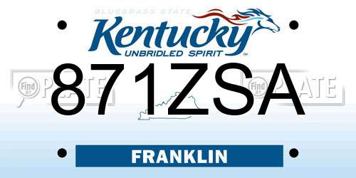 871ZSA Kentucky License Plate