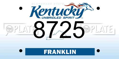 8725 Kentucky License Plate
