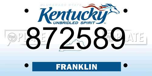 872589 Kentucky License Plate